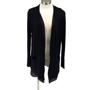 Lola & Sophie Womens Open Front‎ Layered Hem Sweater Cardigan Black Size Medium